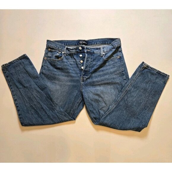Gap Jeans Womens 34 18L Cheeky Straight High Rise Blue Button Fly Demin Plus 5 P - Picture 1 of 8